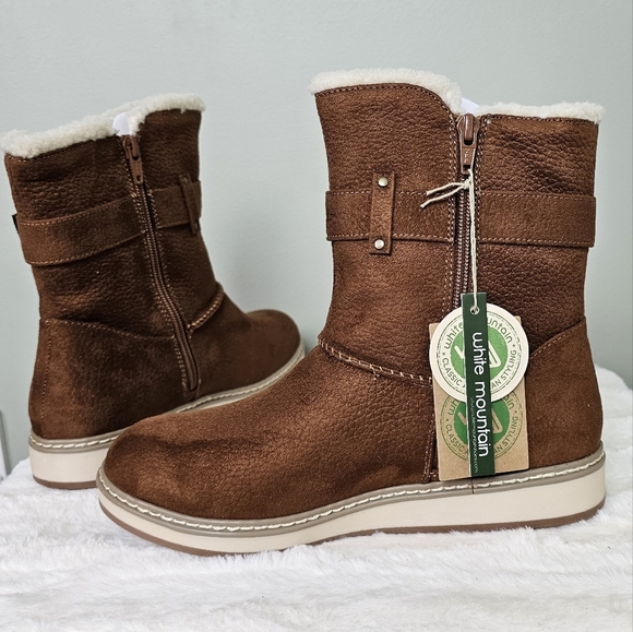 White Mountain Womens Taite Fabric Sherpa-Lined Cold Weather Boots 7.5 Tobacco - Picture 5 of 10